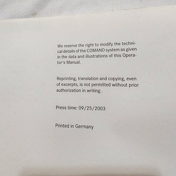 Mercedez Benz W215 S350 2004 Comand Operator's Manual - Picture 3 of 5